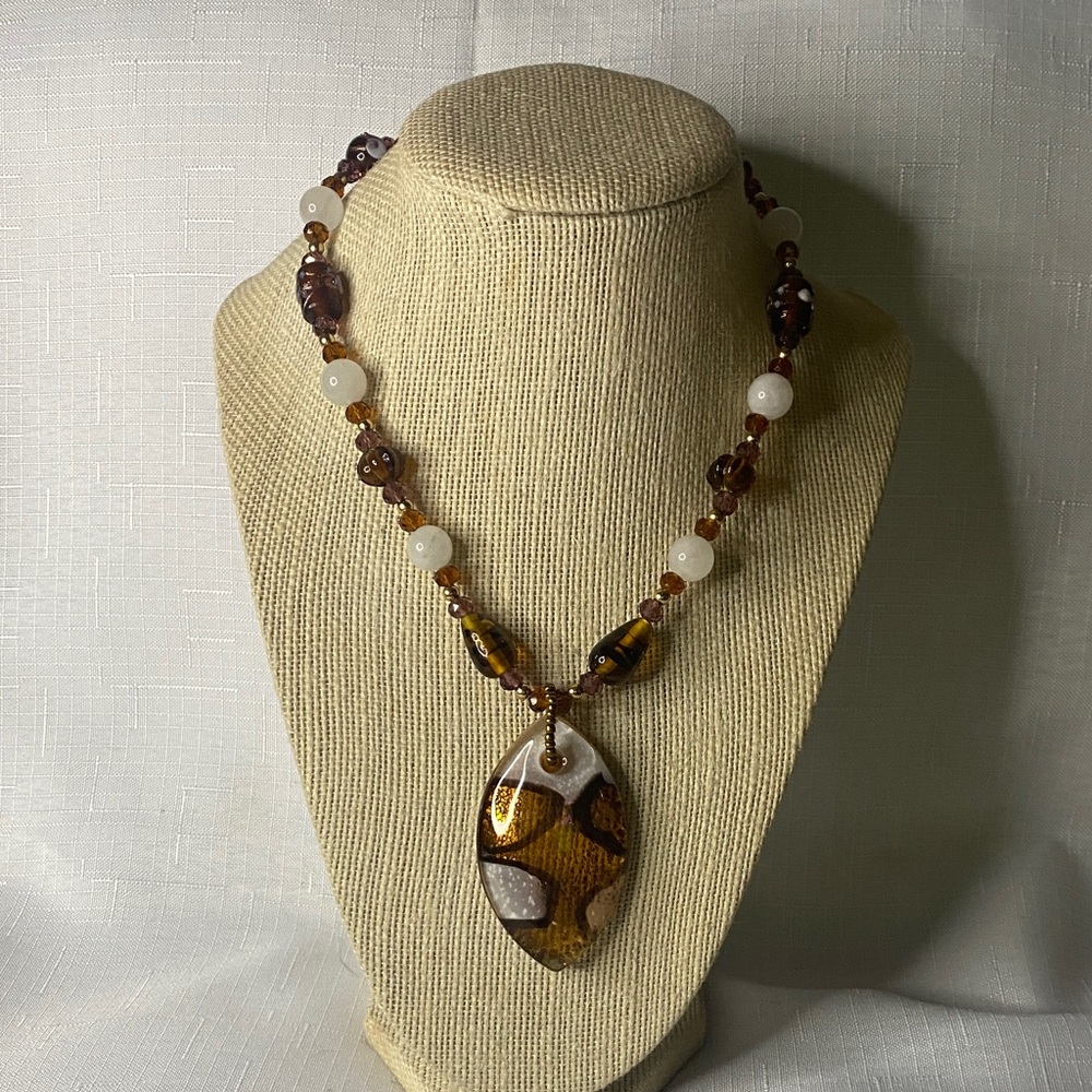 Handcrafted Murano Glass, Wedding Cake, and White Jade Necklace